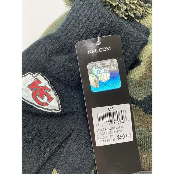 New NFL KC Kansas City Chiefs Beanie Hat and Gloves Set Salute to Service - Picture 4 of 5